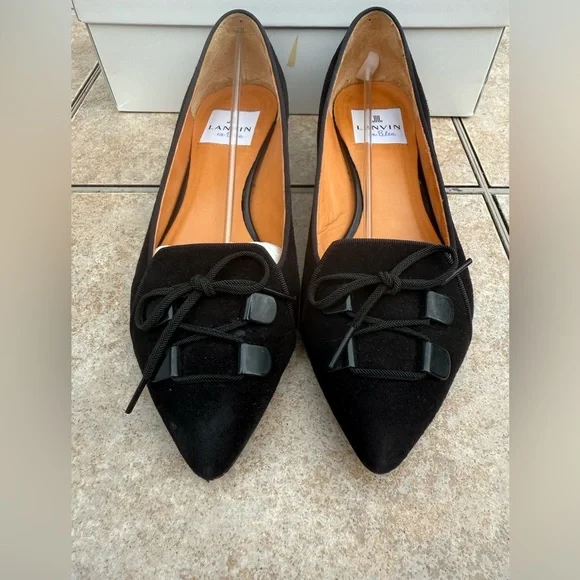 Lanvin en Bleu Women's Black Suede Shoes - Picture 2 of 16